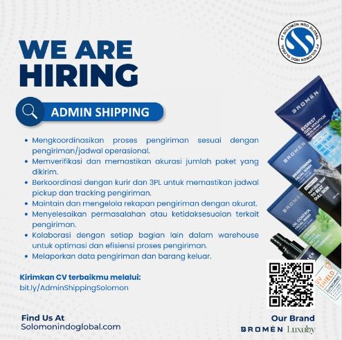 Lowongan Kerja Admin Shipping PT Solomon Indo Global Surabaya 