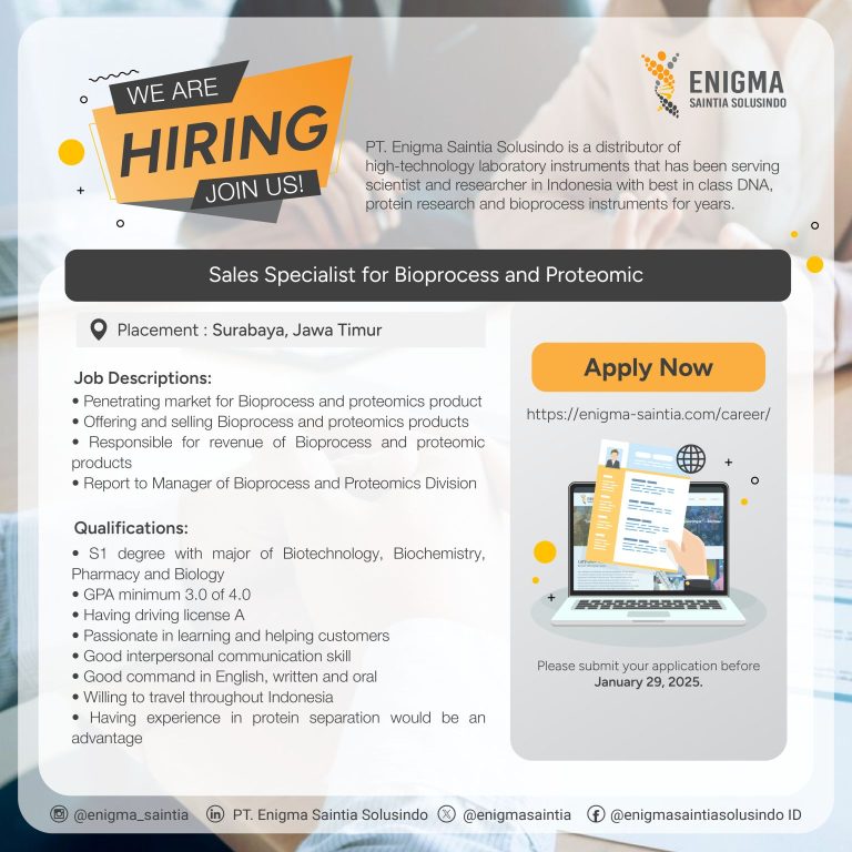 Lowongan Kerja Sales Specialist PT Enigma Saintia Solusindo Surabaya