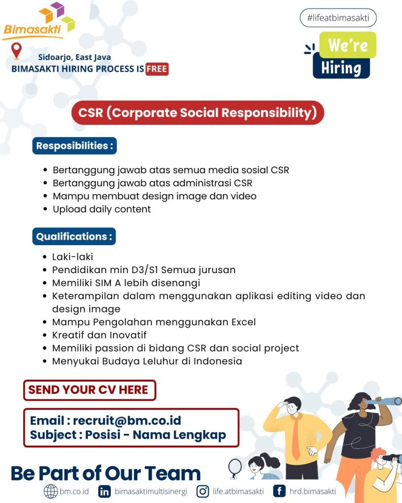 Lowongan Kerja Staf CSR PT Bimasakti Multi Sinergi Sidoarjo