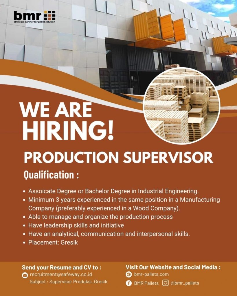 Lowongan Kerja Supervisor Produksi PT Bumi Mandiri Resource (Safeway Group) Gresik