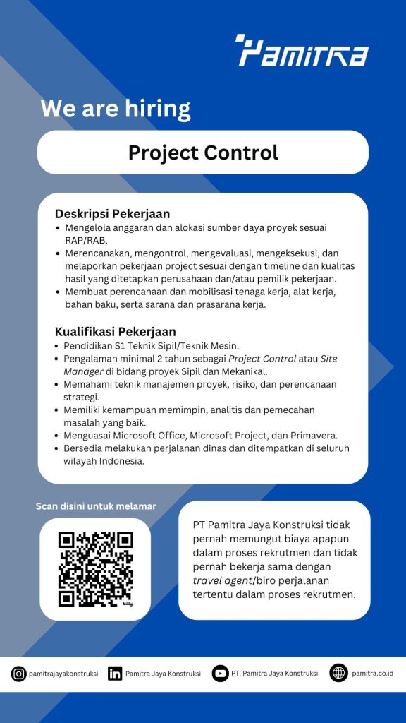 Lowongan Kerja Project Control PT Pamitra Jaya Konstruksi Sidoarjo