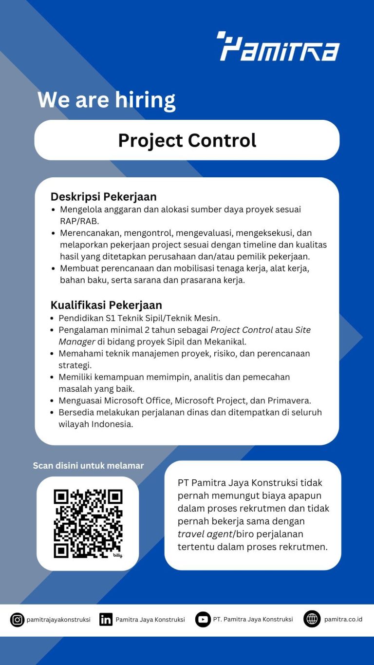 Lowongan Kerja Project Control PT Pamitra Jaya Konstruksi Sidoarjo
